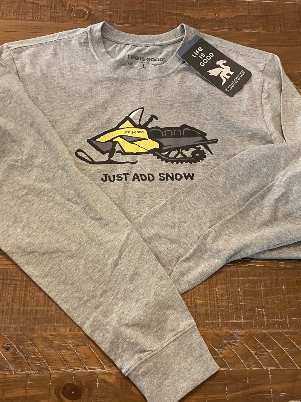 Men’s Large Life is Good Gray Long Sleeve Tshirt - Picture 2 of 2